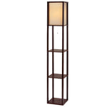 Floor Lamp 3 Tier Shelf Storage Led Light Stand Home Room Vintage Brown