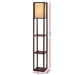 Floor Lamp 3 Tier Shelf Storage Led Light Stand Home Room Vintage Brown