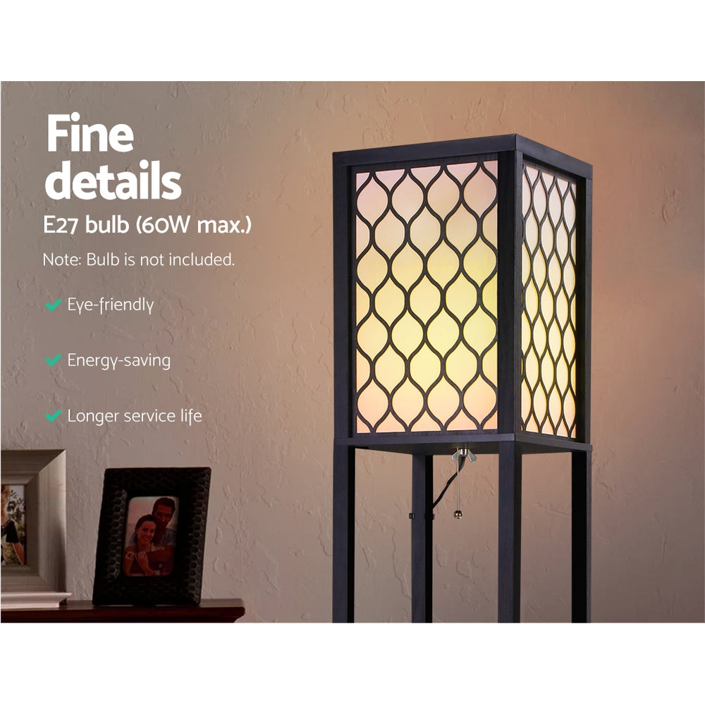 Floor Lamp 3 Tier Shelf Storage Led Light Stand Home Room Pattern Black