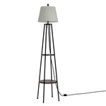Modern Floor Lamp with Storage Shelves and LED Lighting