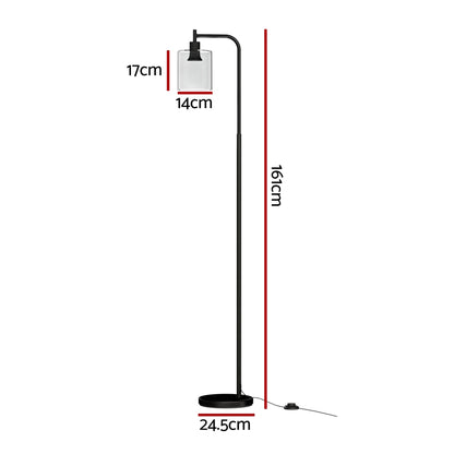 Floor Lamp Light Stand Modern Home Living Room Office Reading Glass Shade Black