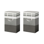 2X Laundry Basket Hamper Foldable White Grey