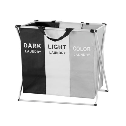 Laundry Basket Hamper Large Foldable Clothes Storage 3 Sections
