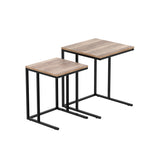 Coffee Table Nesting Side Tables Wooden Vintage Metal Frame
