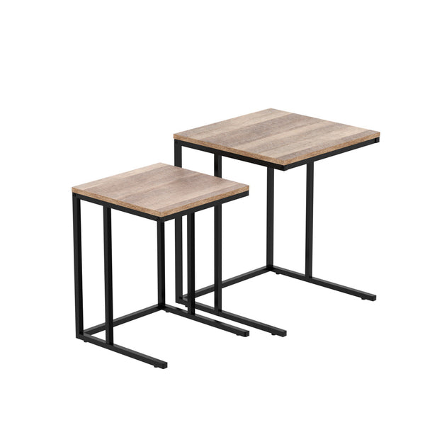  Coffee Table Nesting Side Tables Wooden Vintage Metal Frame