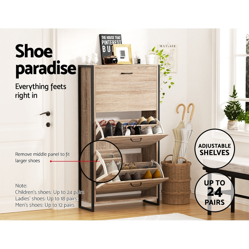 Shoe Rack Cabinet Adjustable Shelves 24 Pairs Tim