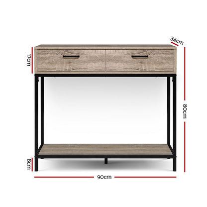 Hallway Console Table Hall Side Entry Display Desk Drawer Storage Oak