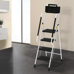 4 Step Ladder Multi-Purpose Folding Steel Platform Tool Bag Handrails