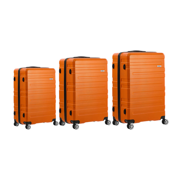  3PCS Luggage Suitcase Trolley Set TSA Lock Hard Case Orange