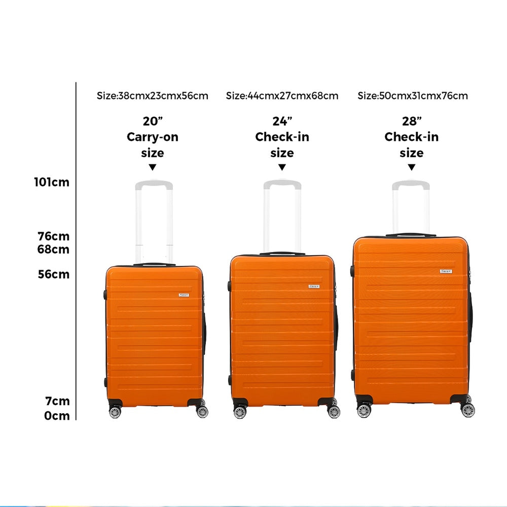 3PCS Luggage Suitcase Trolley Set TSA Lock Hard Case Orange