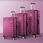 3PCS Luggage Suitcase Set TSA Lock Hard Case Magenta Travel Trolley