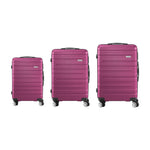 3PCS Luggage Suitcase Set TSA Lock Hard Case Magenta Travel Trolley