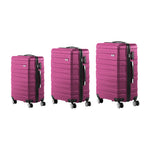 3PCS Luggage Suitcase Set TSA Lock Hard Case Magenta Travel Trolley