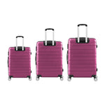3PCS Luggage Suitcase Set TSA Lock Hard Case Magenta Travel Trolley