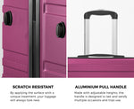 3PCS Luggage Suitcase Set TSA Lock Hard Case Magenta Travel Trolley