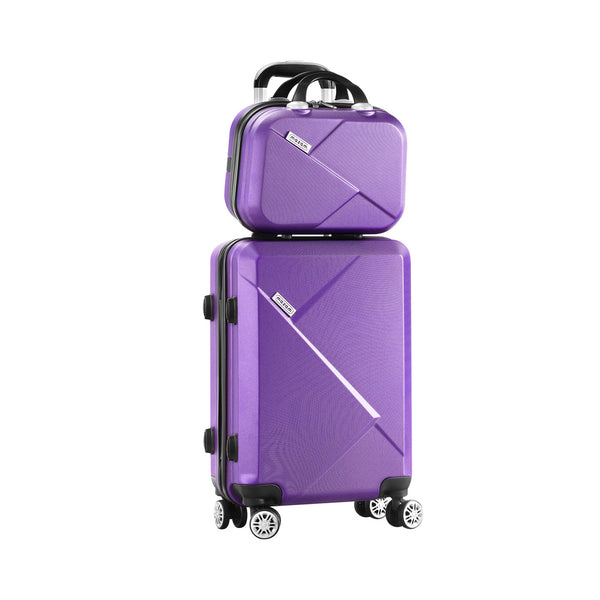  2PCS Luggage Set TSA Lock Hard Case Purple