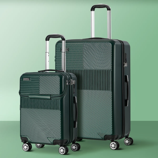  2PCS Hard Case Luggage Set TSA Lock Green | HomeAndLiving