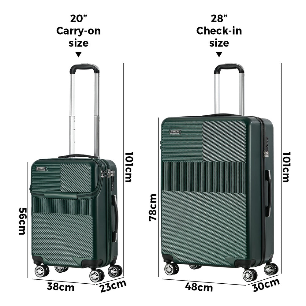 2PCS Hard Case Luggage Set TSA Lock Green | HomeAndLiving