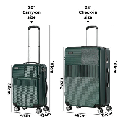 2PCS Hard Case Luggage Set TSA Lock Green | HomeAndLiving