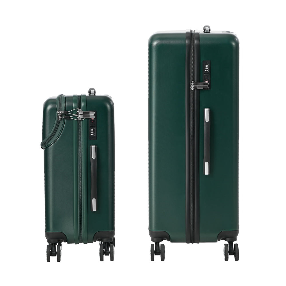 2PCS Hard Case Luggage Set TSA Lock Green | HomeAndLiving