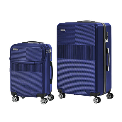 2PCS Luggage Suitcase Trolley TSA Lock Carry On Hard Case