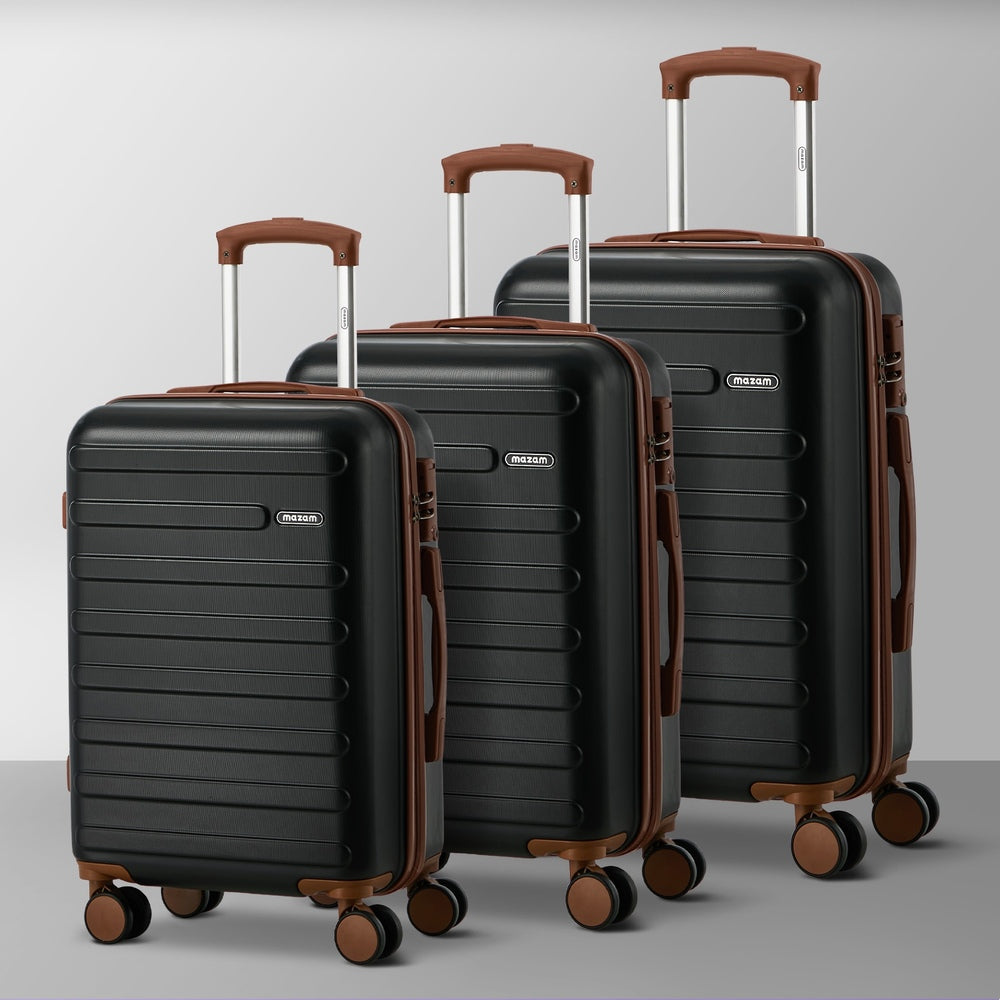 Spinner Luggage Suitcase Set Travel Collection ABS Hard Shell TSA Lock 20 24 28 Inch Black 3 Piece