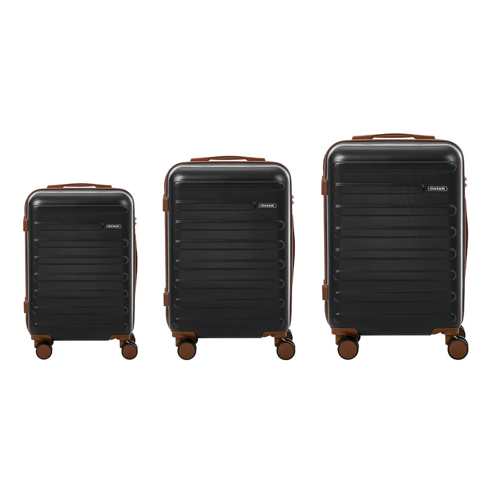 Spinner Luggage Suitcase Set Travel Collection ABS Hard Shell TSA Lock 20 24 28 Inch Black 3 Piece
