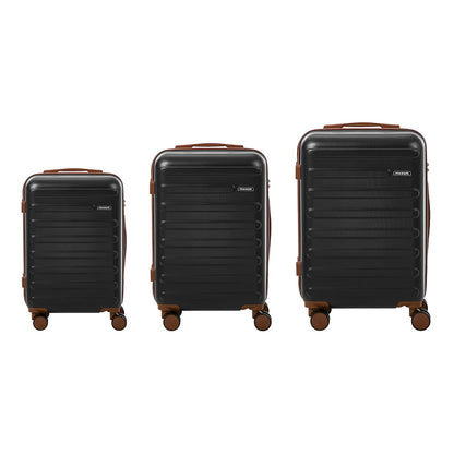 Spinner Luggage Suitcase Set Travel Collection ABS Hard Shell TSA Lock 20 24 28 Inch Black 3 Piece