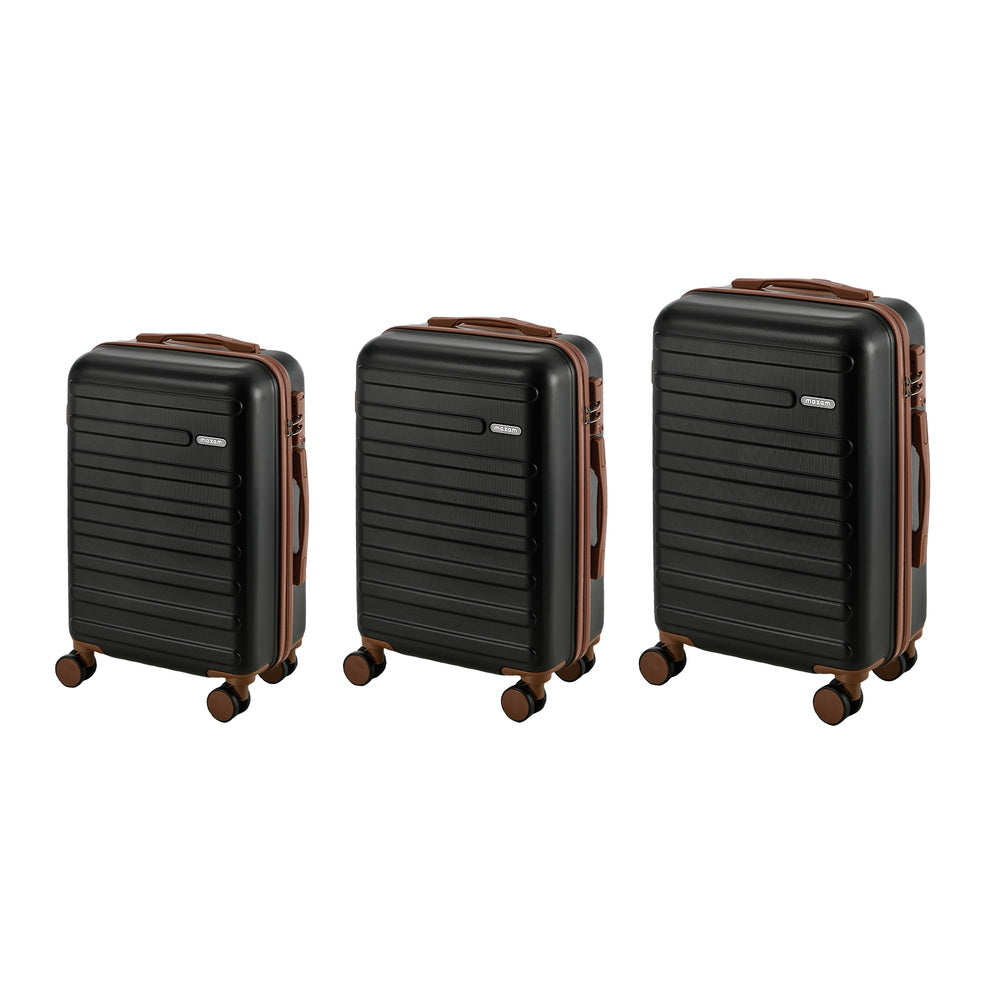 Spinner Luggage Suitcase Set Travel Collection ABS Hard Shell TSA Lock 20 24 28 Inch Black 3 Piece