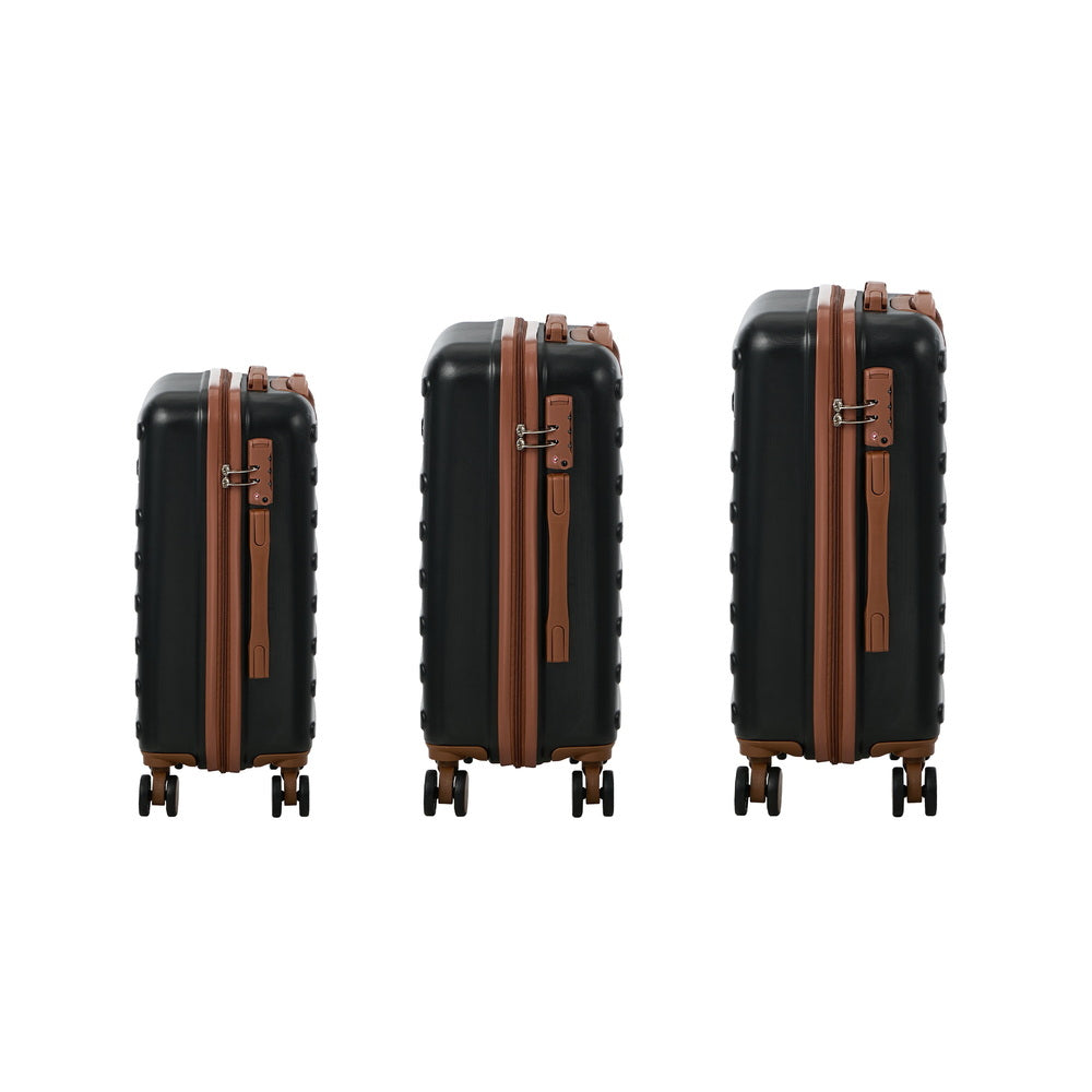 Spinner Luggage Suitcase Set Travel Collection ABS Hard Shell TSA Lock 20 24 28 Inch Black 3 Piece