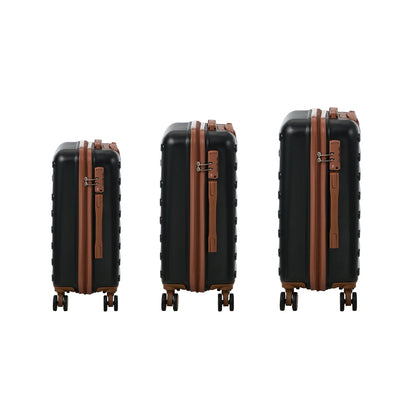 Spinner Luggage Suitcase Set Travel Collection ABS Hard Shell TSA Lock 20 24 28 Inch Black 3 Piece