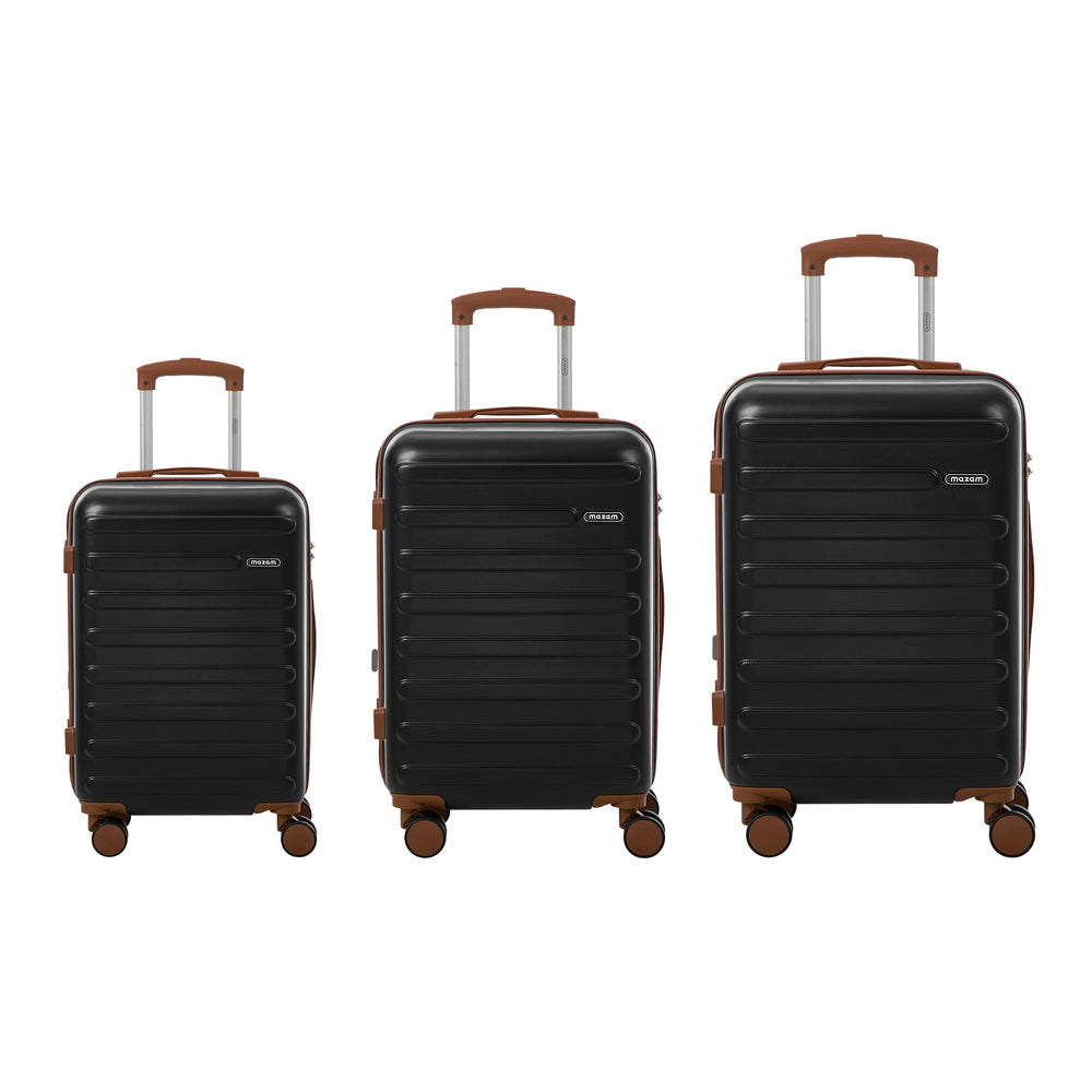 Spinner Luggage Suitcase Set Travel Collection ABS Hard Shell TSA Lock 20 24 28 Inch Black 3 Piece