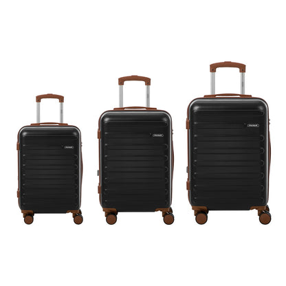 Spinner Luggage Suitcase Set Travel Collection ABS Hard Shell TSA Lock 20 24 28 Inch Black 3 Piece