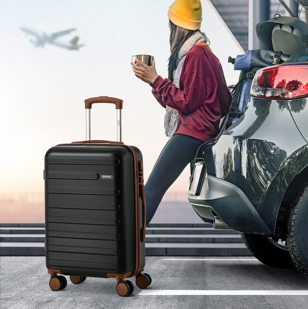 Spinner Luggage Suitcase Set Travel Collection ABS Hard Shell TSA Lock 20 24 28 Inch Black 3 Piece