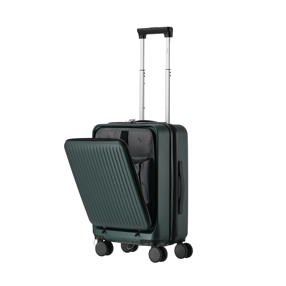 Travel Luggage 24" Suitcase Front-Opening ABS Hard Case Green Trolley