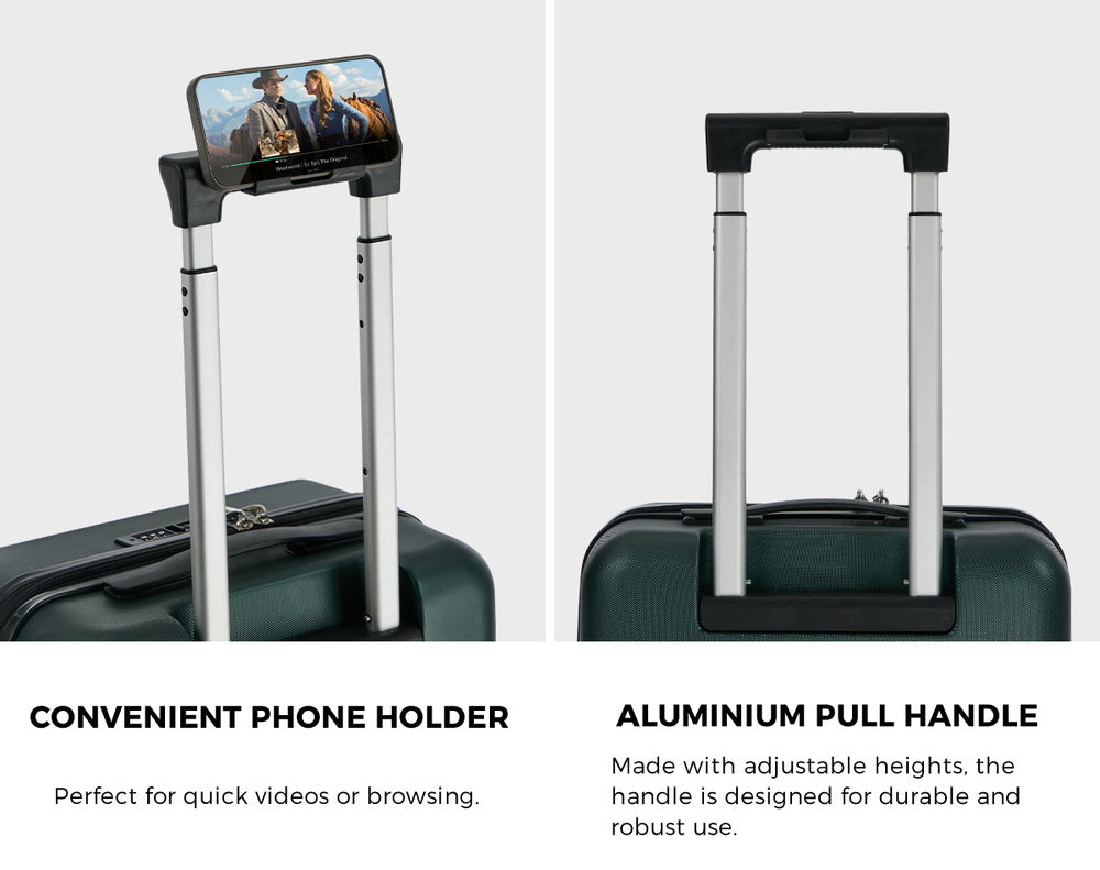Travel Luggage 24" Suitcase Front-Opening ABS Hard Case Green Trolley