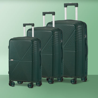 3PCS Luggage Suitcase Set Black/Green/Grey PP Case TSA Lock