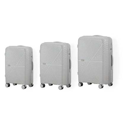 3PCS Luggage Suitcase Set Black/Green/Grey PP Case TSA Lock