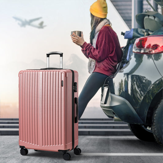 28" Luggage Suitcase Trolley Set Travel TSA Lock ABS Case Pink