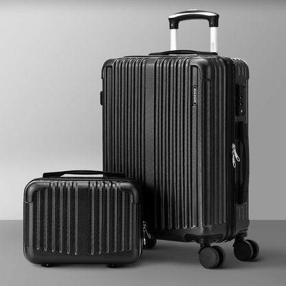 2PCS Luggage Suitcase Trolley Set Carry On TSA Hard Case Black