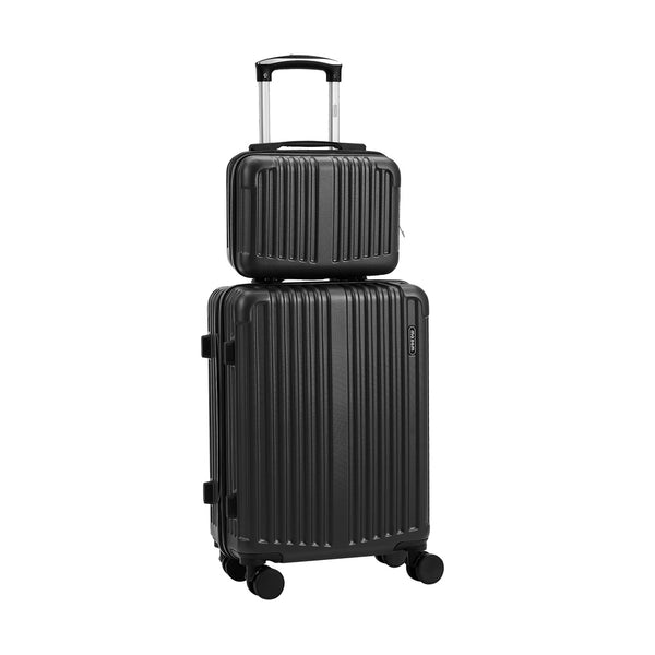  2PCS Luggage Suitcase Trolley Set Carry On TSA Hard Case Black