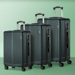 Expandable Travel Luggage Set Adventure Series ABS Trolley 20 24 28 Inch Green 3 Piece