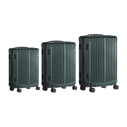 Expandable Travel Luggage Set Adventure Series ABS Trolley 20 24 28 Inch Green 3 Piece