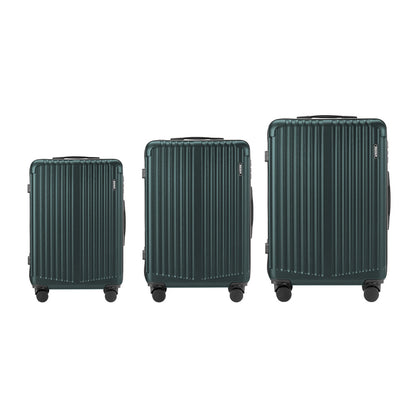 Expandable Travel Luggage Set Adventure Series ABS Trolley 20 24 28 Inch Green 3 Piece