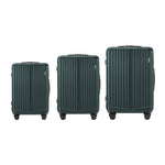 Expandable Travel Luggage Set Adventure Series ABS Trolley 20 24 28 Inch Green 3 Piece
