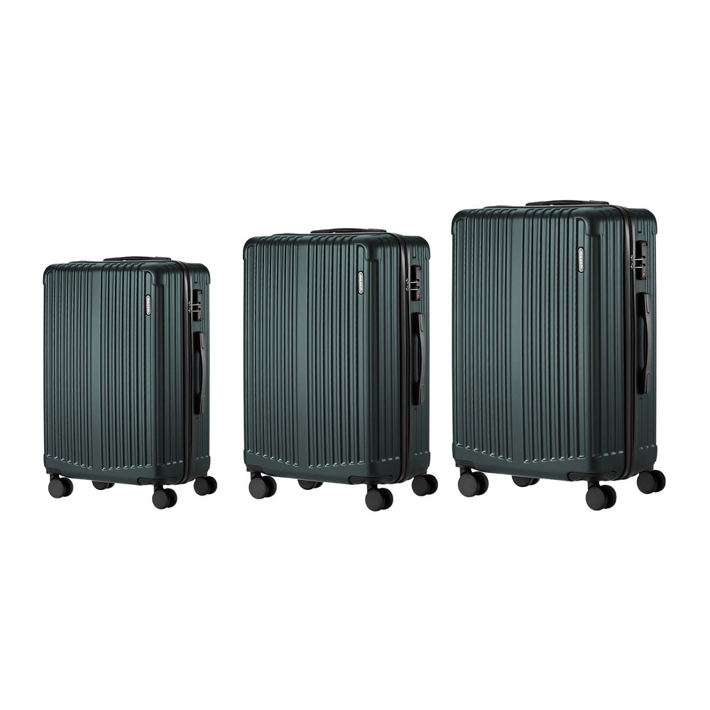 Expandable Travel Luggage Set Adventure Series ABS Trolley 20 24 28 Inch Green 3 Piece