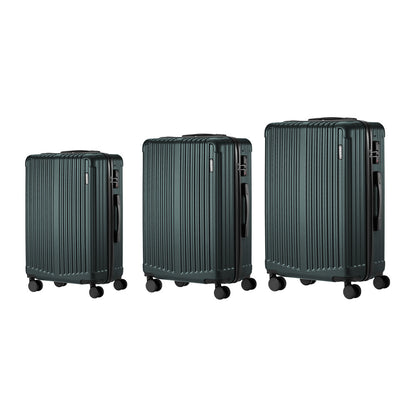 Expandable Travel Luggage Set Adventure Series ABS Trolley 20 24 28 Inch Green 3 Piece