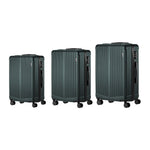 Expandable Travel Luggage Set Adventure Series ABS Trolley 20 24 28 Inch Green 3 Piece