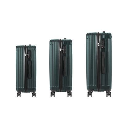 Expandable Travel Luggage Set Adventure Series ABS Trolley 20 24 28 Inch Green 3 Piece