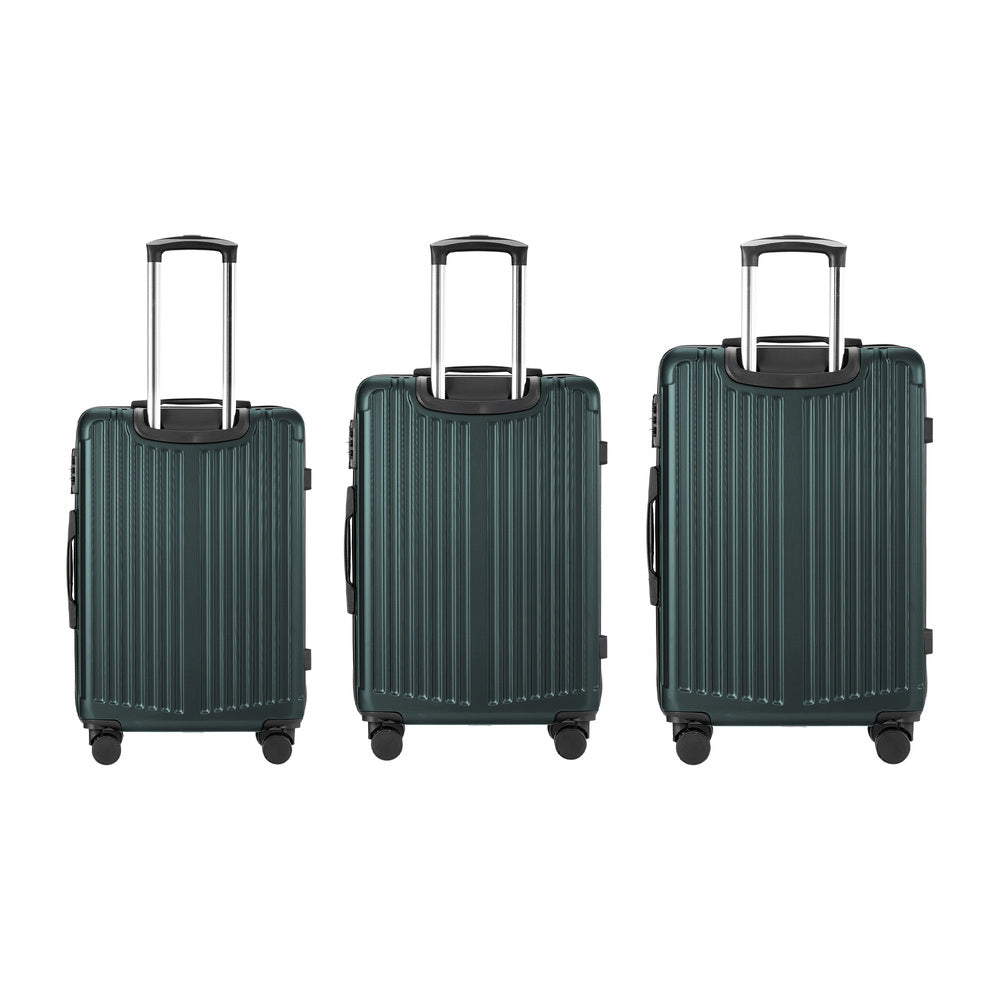 Expandable Travel Luggage Set Adventure Series ABS Trolley 20 24 28 Inch Green 3 Piece
